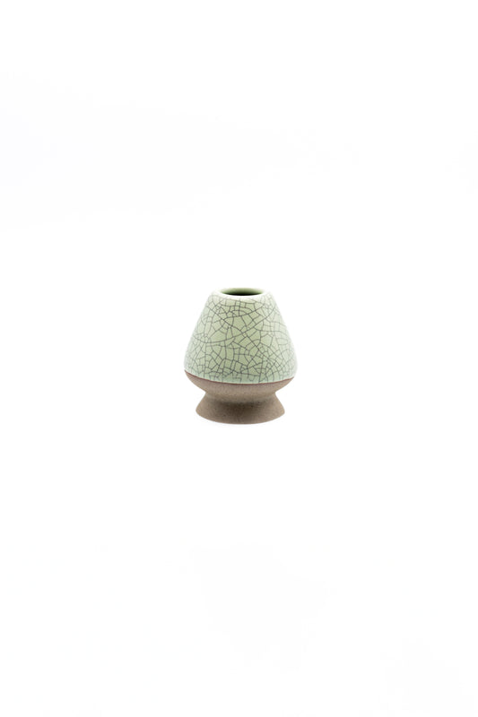 Support à chasen couleur vert olive raku